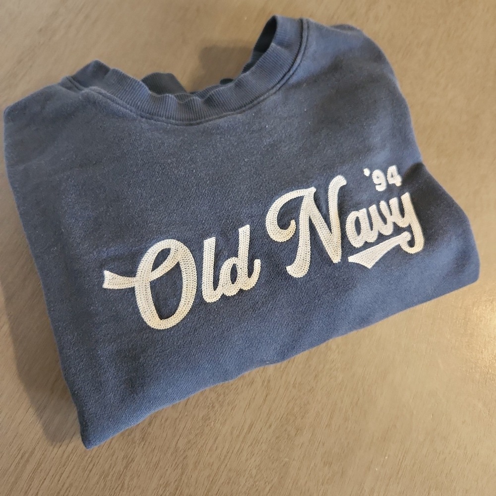 Old Navy Women's '94 SoComfy Terry Sweatshirt Navy Blue Graphic Crew Neck Large - Picture 14 of 14